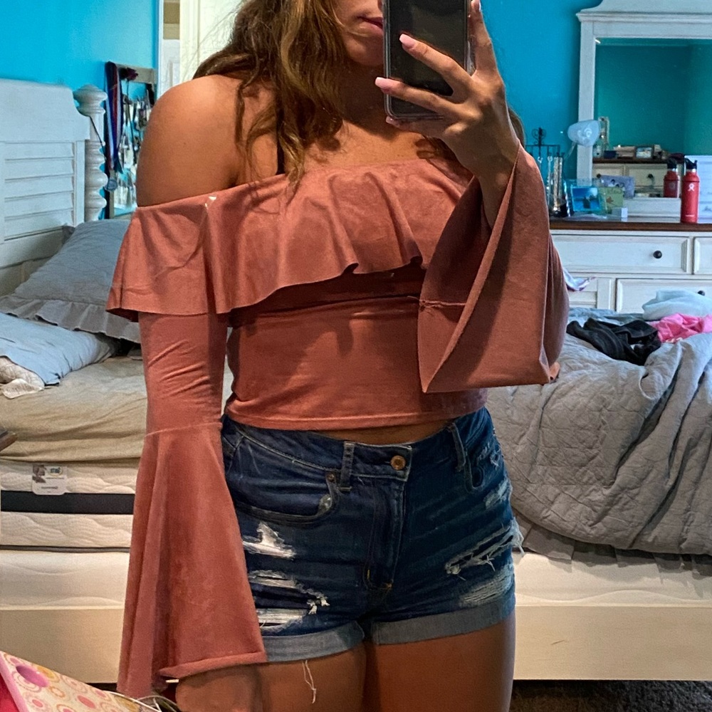 SUEDE OFF THE SHOULDER TOP